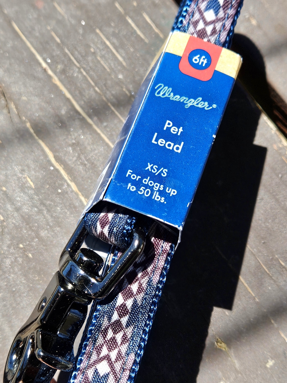 NWT Wrangler Denim 6ft Dog Leash Navy & White & Red Pattern